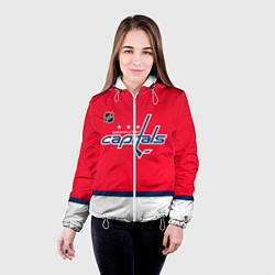 Куртка с капюшоном женская Вашингтон Кэпиталз хоккей, цвет: 3D-белый — фото 2