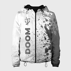 Куртка с капюшоном женская Doom - white gradient по-вертикали, цвет: 3D-черный
