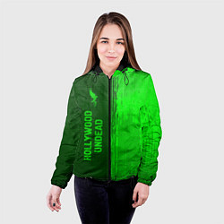 Куртка с капюшоном женская Hollywood Undead - green gradient по-вертикали, цвет: 3D-черный — фото 2