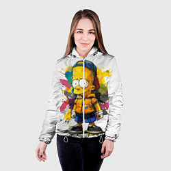 Куртка с капюшоном женская Рисунок красками Барт Симпсон, цвет: 3D-белый — фото 2