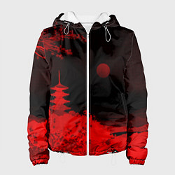 Куртка с капюшоном женская Башня в красной сепии, цвет: 3D-белый