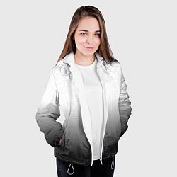 Куртка с капюшоном женская Из белого в чёрный градиент с точками, цвет: 3D-белый — фото 2