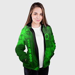 Куртка с капюшоном женская God of War - green gradient вертикально, цвет: 3D-черный — фото 2