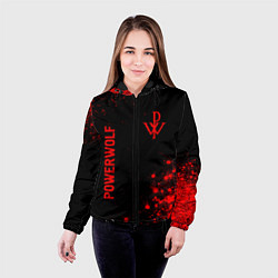 Куртка с капюшоном женская Powerwolf - red gradient вертикально, цвет: 3D-черный — фото 2