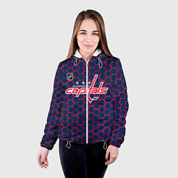 Куртка с капюшоном женская Вашингтон Кэпиталз - соты с подсветкой, цвет: 3D-белый — фото 2