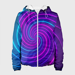 Куртка с капюшоном женская Сине-фиолетовая спираль, цвет: 3D-белый
