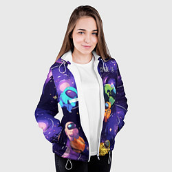 Куртка с капюшоном женская Among Us космос, цвет: 3D-белый — фото 2