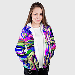 Куртка с капюшоном женская Абстракция пластика синий, цвет: 3D-белый — фото 2