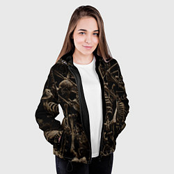 Куртка с капюшоном женская Человеческие кости, цвет: 3D-черный — фото 2