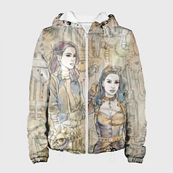 Куртка с капюшоном женская Девушки стимпанк, цвет: 3D-белый