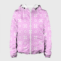 Женская куртка Бело розовый ажурный кружевной узор