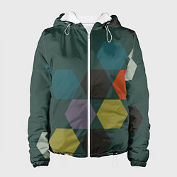 Куртка с капюшоном женская Кластер зеленая ночь, цвет: 3D-белый