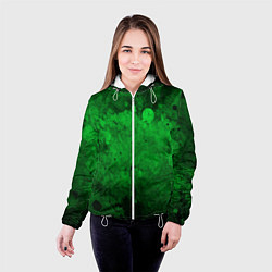 Куртка с капюшоном женская Абстракция - green acid stains, цвет: 3D-белый — фото 2