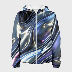 Куртка с капюшоном женская Серебро жидкий металл, цвет: 3D-белый