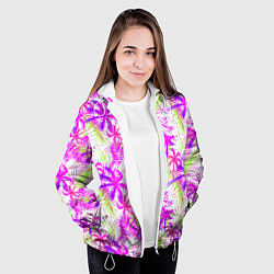 Куртка с капюшоном женская Palm tree pink, цвет: 3D-белый — фото 2