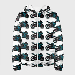 Куртка с капюшоном женская Motorbike blue, цвет: 3D-белый
