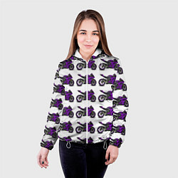 Куртка с капюшоном женская Motorcycle purple, цвет: 3D-белый — фото 2