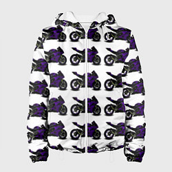 Куртка с капюшоном женская The motorcycle is dark purple, цвет: 3D-белый