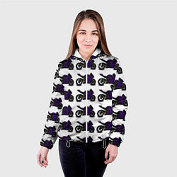 Куртка с капюшоном женская The motorcycle is dark purple, цвет: 3D-белый — фото 2