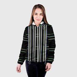 Куртка с капюшоном женская Neon yellow blue white, цвет: 3D-белый — фото 2