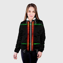 Куртка с капюшоном женская Color black green red lines, цвет: 3D-белый — фото 2