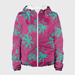 Куртка с капюшоном женская Palm pink light blue, цвет: 3D-белый