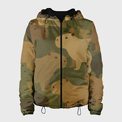 Куртка с капюшоном женская Капибара - камуфляж, цвет: 3D-черный