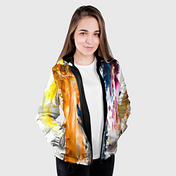 Куртка с капюшоном женская Разноцветные мазки кисти на палитре художника, цвет: 3D-черный — фото 2