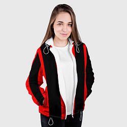 Куртка с капюшоном женская Color black red lines, цвет: 3D-белый — фото 2