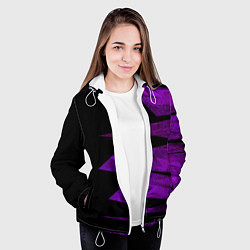 Куртка с капюшоном женская Color purple black stripes, цвет: 3D-белый — фото 2