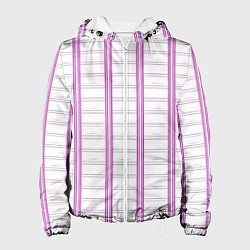 Куртка с капюшоном женская Color white cage pink line, цвет: 3D-белый