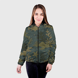 Куртка с капюшоном женская Подводный камуфляж из рыб, цвет: 3D-черный — фото 2