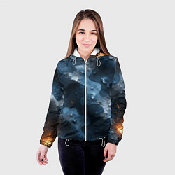Куртка с капюшоном женская Синий камуфляж с каплями, цвет: 3D-белый — фото 2
