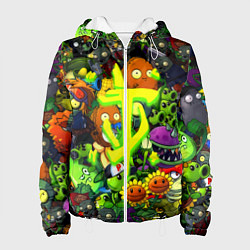 Куртка с капюшоном женская Растения против зомби x Дум лого, цвет: 3D-белый