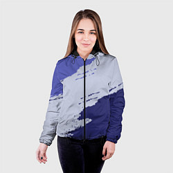 Куртка с капюшоном женская Сине-голубые неравномерные полосы, цвет: 3D-черный — фото 2