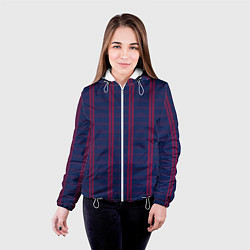 Куртка с капюшоном женская Color blue cage pink stripes, цвет: 3D-белый — фото 2
