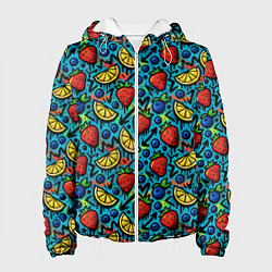 Женская куртка Летний вайб - фрукты и ягоды паттерн