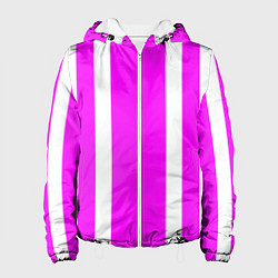 Куртка с капюшоном женская Color white pink stripes, цвет: 3D-белый