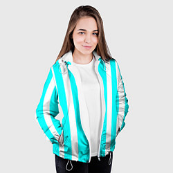 Куртка с капюшоном женская Color blue white stripes, цвет: 3D-белый — фото 2