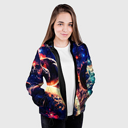 Куртка с капюшоном женская Фантастический космос планеты, цвет: 3D-черный — фото 2