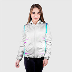 Куртка с капюшоном женская Color white blue pink stripes, цвет: 3D-белый — фото 2