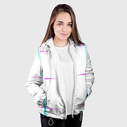 Куртка с капюшоном женская Color white blue pink stripes, цвет: 3D-белый — фото 2