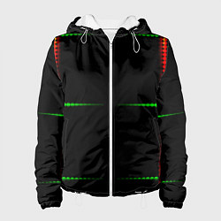 Куртка с капюшоном женская Color black green orange stripes, цвет: 3D-белый