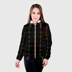 Куртка с капюшоном женская Color black orange green crosses, цвет: 3D-белый — фото 2