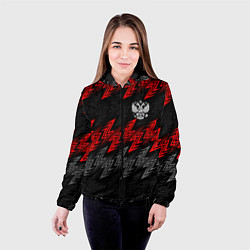 Куртка с капюшоном женская Униформа России - красный, цвет: 3D-черный — фото 2