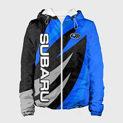 Куртка с капюшоном женская Subaru - синий, цвет: 3D-белый