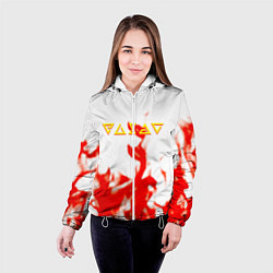 Куртка с капюшоном женская Ведьмак огонь лого, цвет: 3D-белый — фото 2