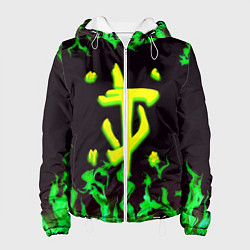 Куртка с капюшоном женская Doom зелёный огонь, цвет: 3D-белый