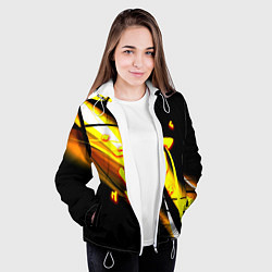 Куртка с капюшоном женская Doom геометрия из полос, цвет: 3D-белый — фото 2