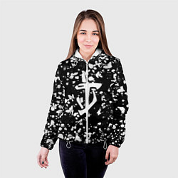 Куртка с капюшоном женская Дум белые брызги красок, цвет: 3D-белый — фото 2